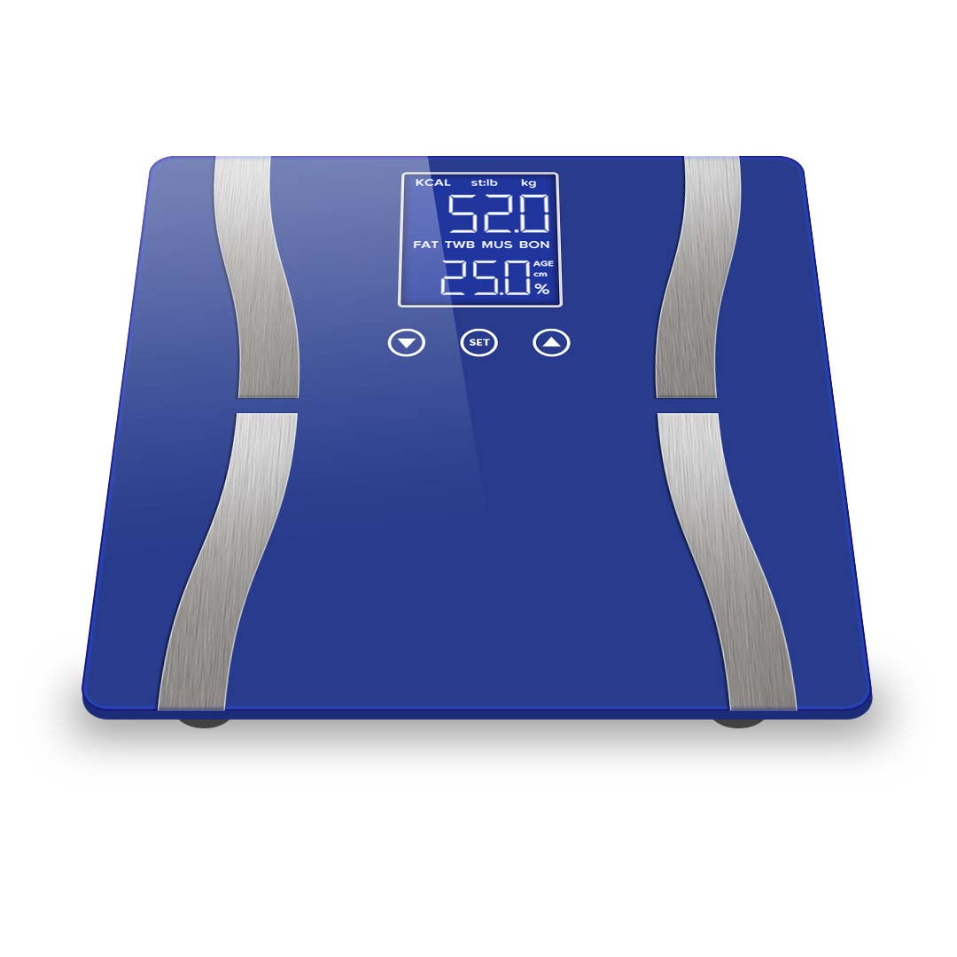 NNEAGS Glass LCD Digital Body Fat Scale Bathroom Electronic Gym Water Weighing Scales Blue-2
