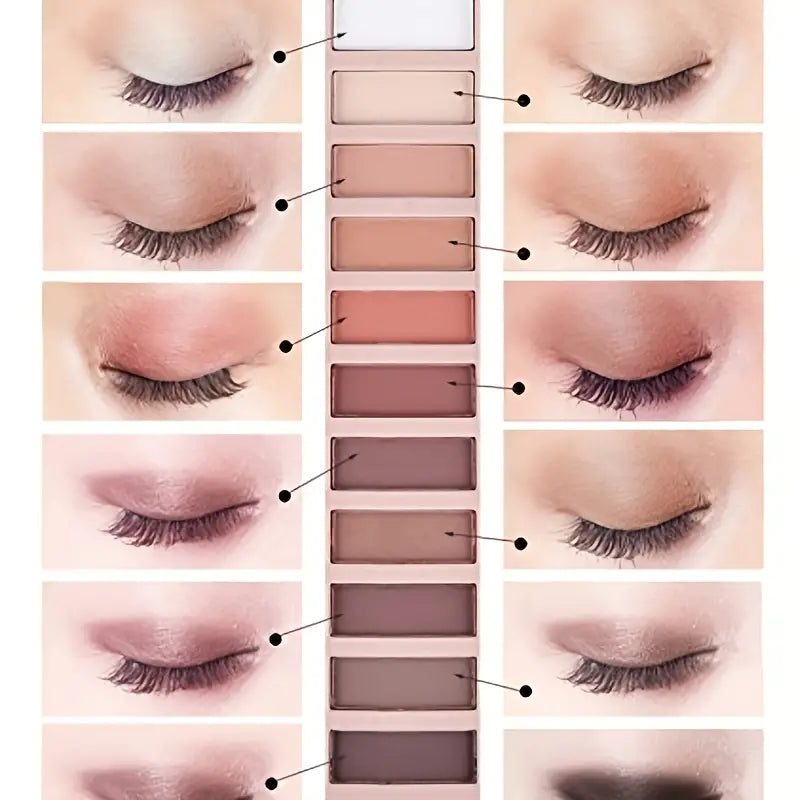 Glamour 12 Colors Nude Eyeshadow Palette, Professional, Matte and Shimmer Options-3