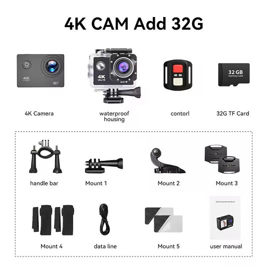 4K Sports Action Camera with WiFi Mini Cam Black-1