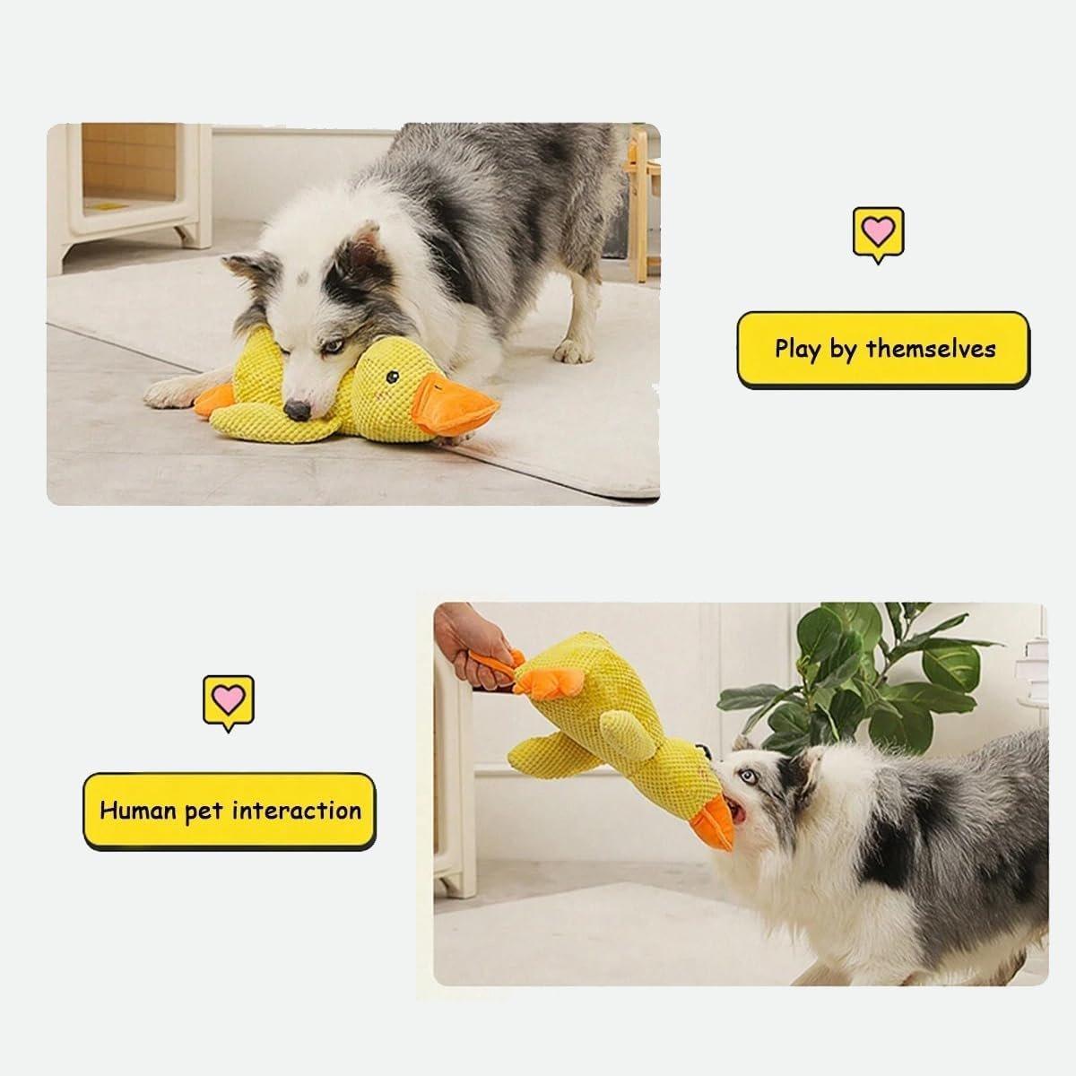 Plush Cartoon Duck Dog Toy Interactive Squeaky Pet Toy Durable Fun Chew Toy-3