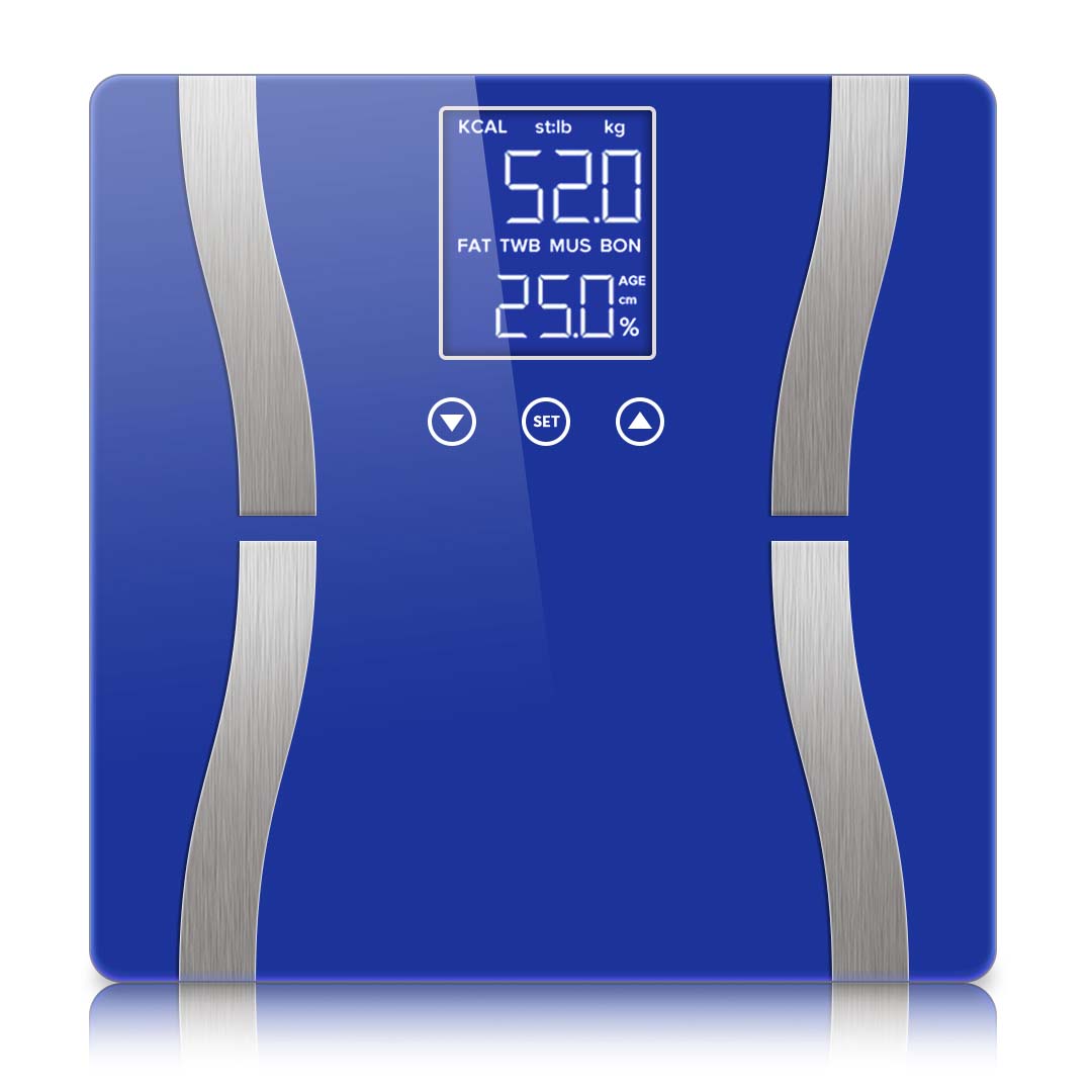 NNEAGS Glass LCD Digital Body Fat Scale Bathroom Electronic Gym Water Weighing Scales Blue-0