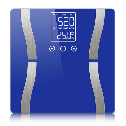 NNEAGS Glass LCD Digital Body Fat Scale Bathroom Electronic Gym Water Weighing Scales Blue-0