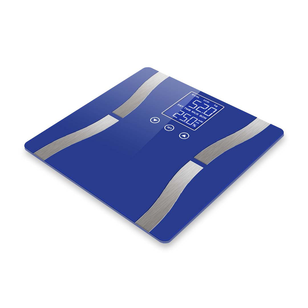 NNEAGS Glass LCD Digital Body Fat Scale Bathroom Electronic Gym Water Weighing Scales Blue-1