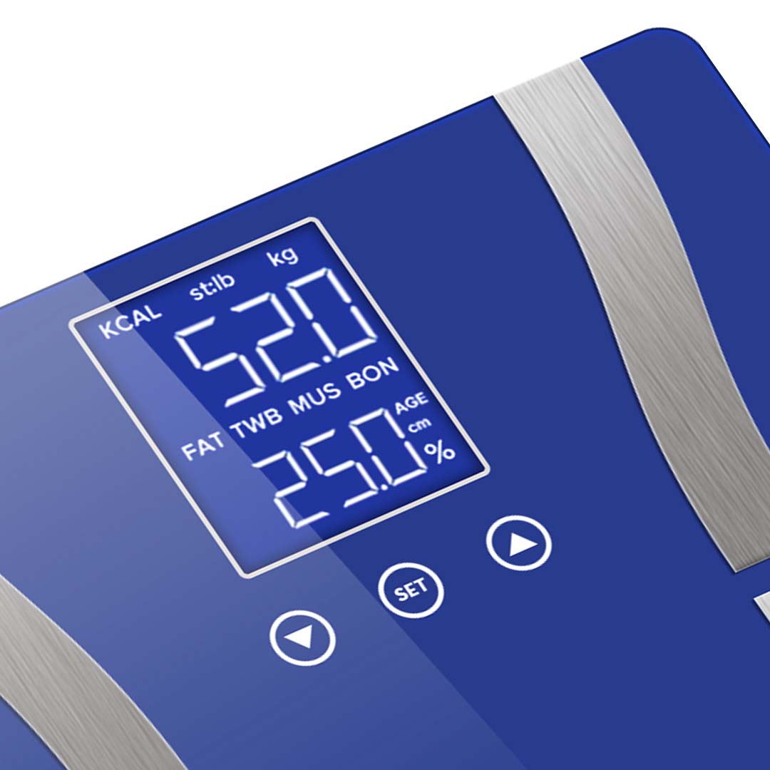 NNEAGS Glass LCD Digital Body Fat Scale Bathroom Electronic Gym Water Weighing Scales Blue-3