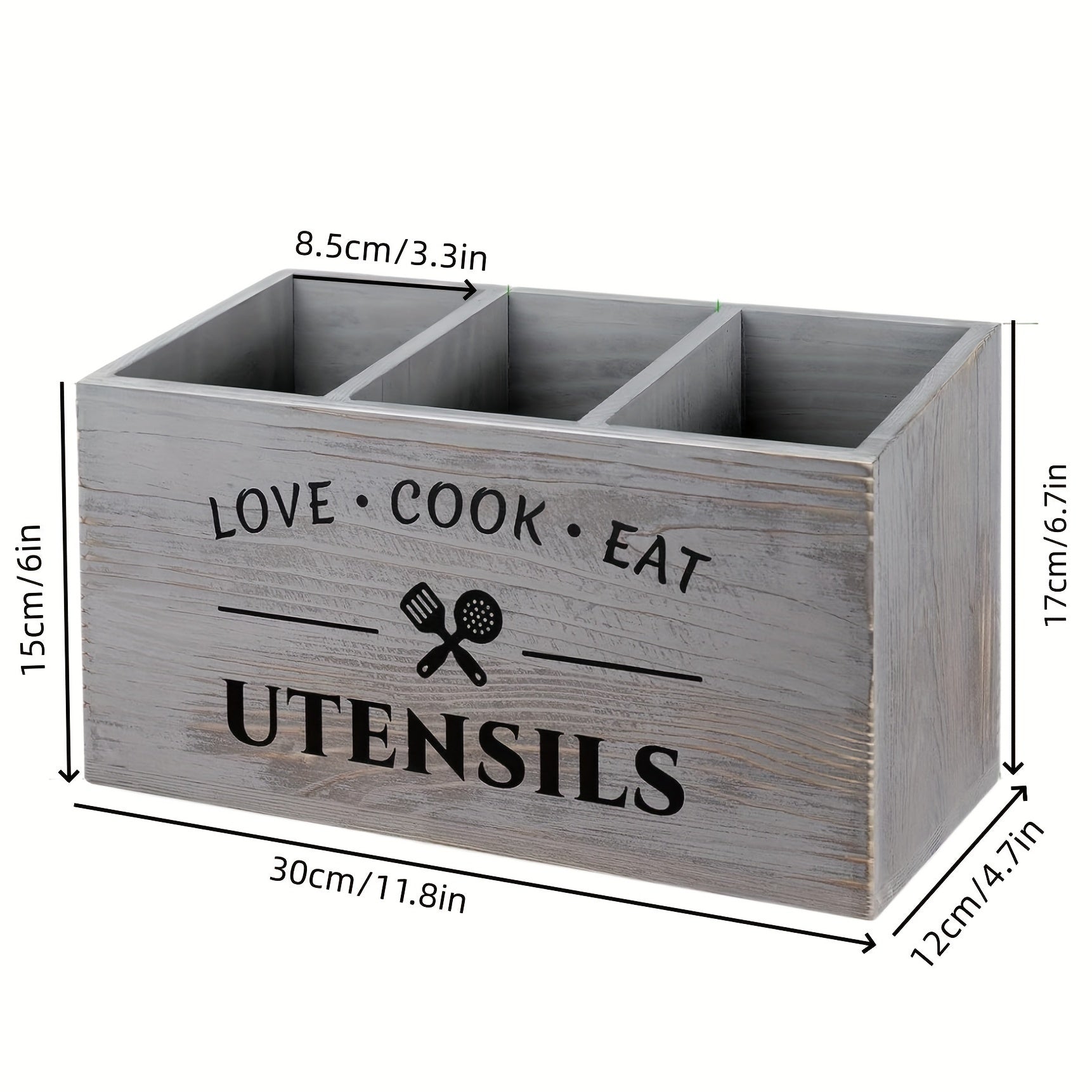 Wooden Tableware Storage Box with Grids for Kitchen-1