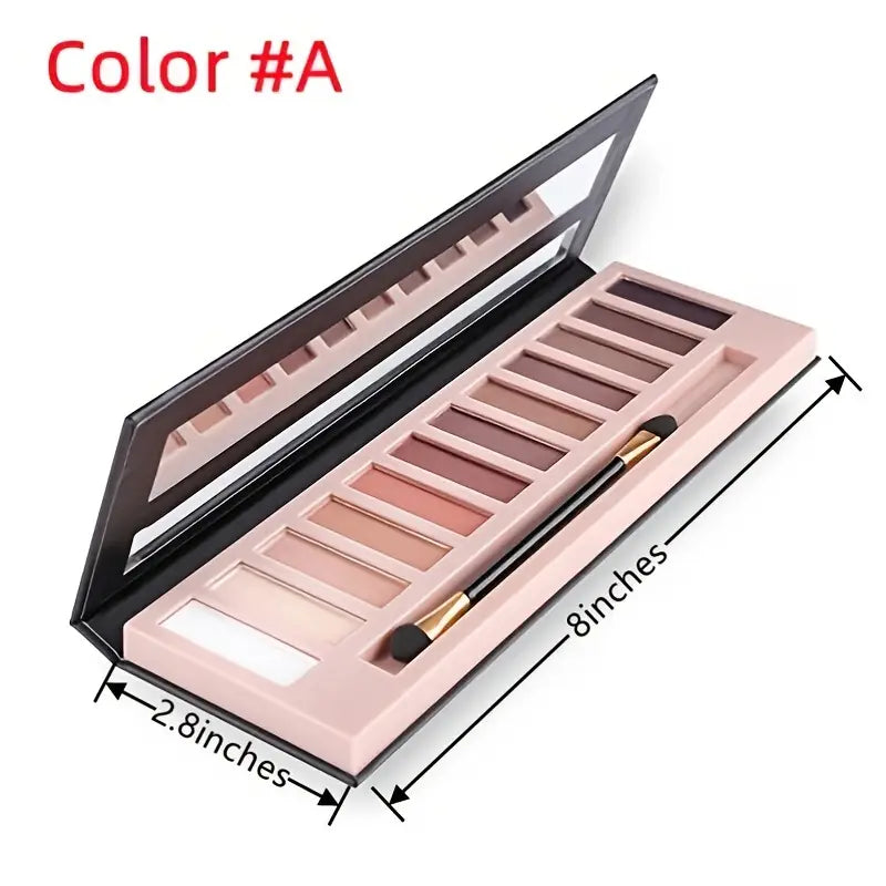 Glamour 12 Colors Nude Eyeshadow Palette, Professional, Matte and Shimmer Options-4