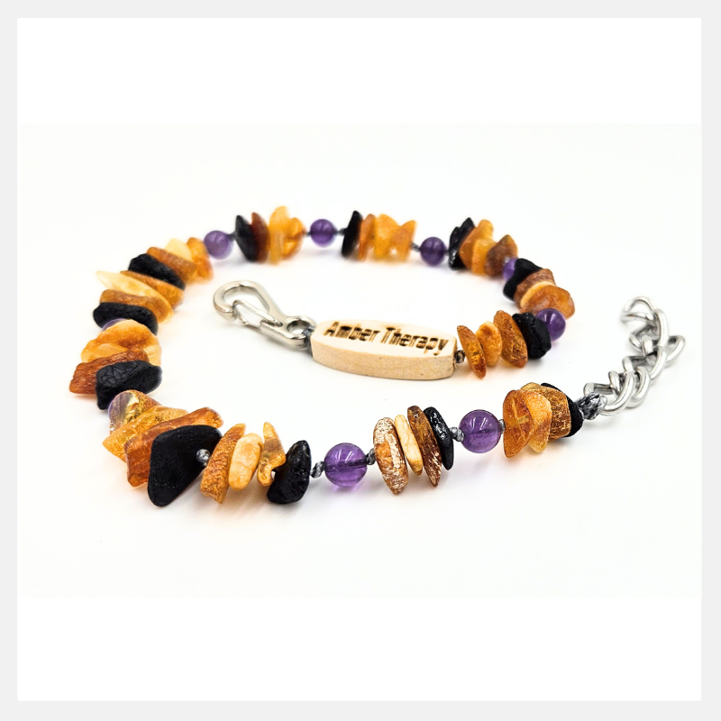 Extra Large Dog Multi Amber & Amethyst Collar-2
