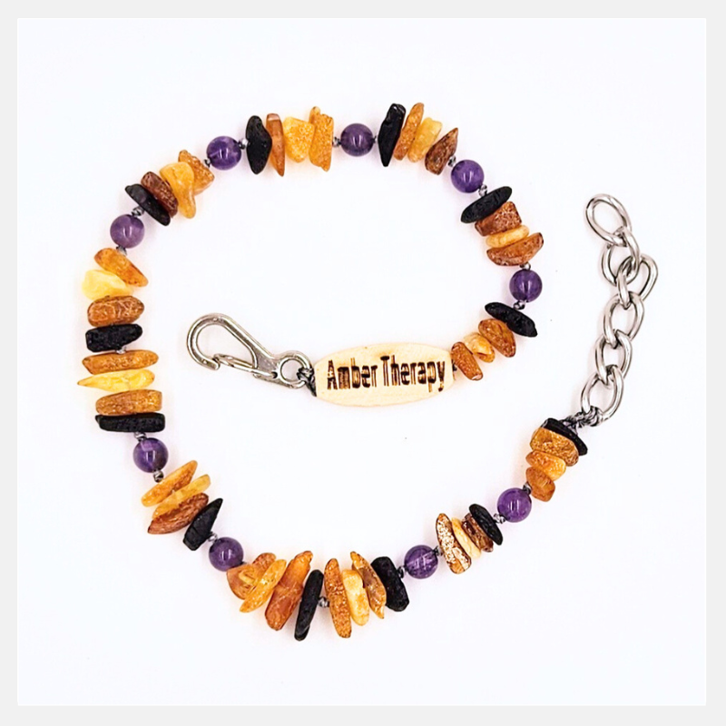Extra Large Dog Multi Amber & Amethyst Collar-0