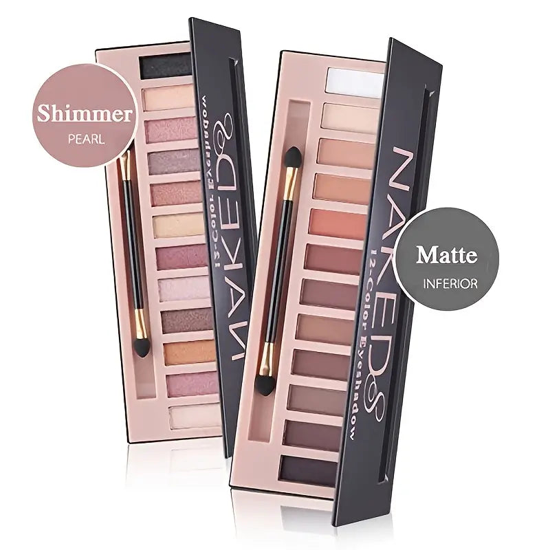 Glamour 12 Colors Nude Eyeshadow Palette, Professional, Matte and Shimmer Options-1