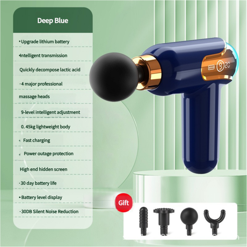 NNEDSZ LC002 Deep Blue Portable Massage Gun - Deep Tissue Muscle Massager with 4 Heads and 9 Speed Settings-1
