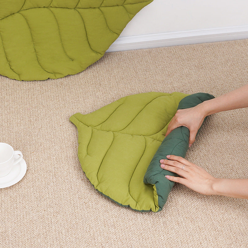 NNEDSZ 1 Pcs Yellow Leaf-Shaped Pet Sleeping Mat - Durable Dog Floor Pad & Cat Bed for Sleeping and Playtime-1