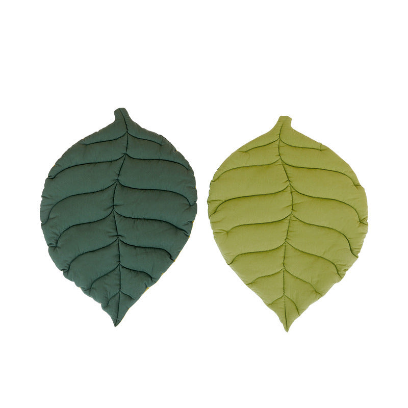 NNEDSZ 1 Pcs Yellow Leaf-Shaped Pet Sleeping Mat - Durable Dog Floor Pad & Cat Bed for Sleeping and Playtime-2