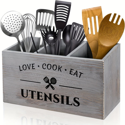 Wooden Tableware Storage Box with Grids for Kitchen-0
