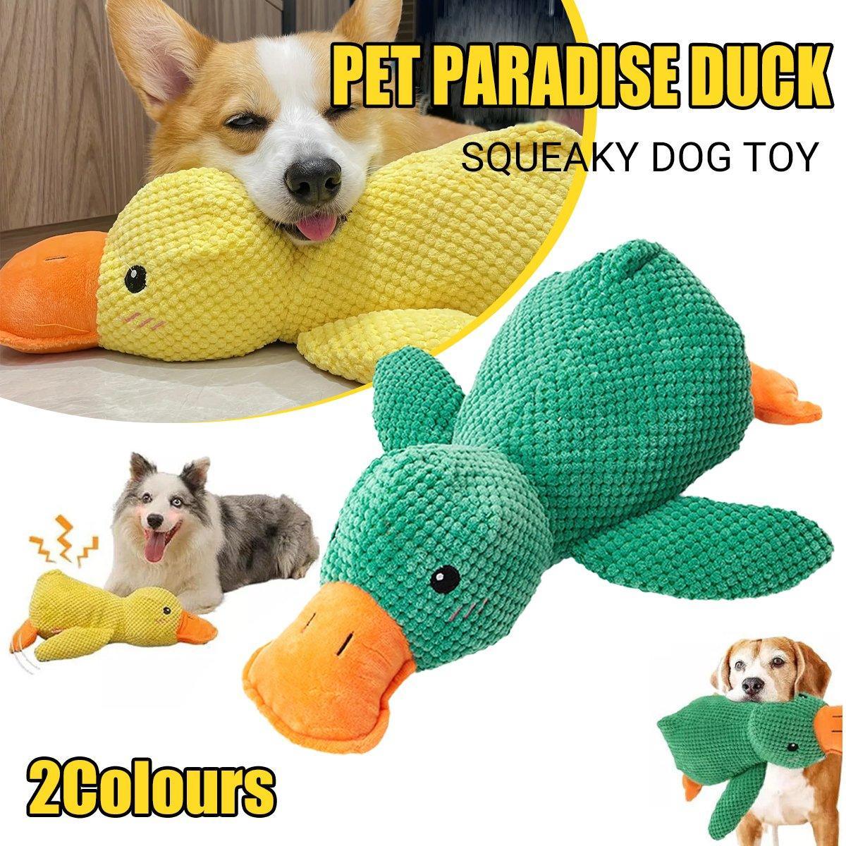 Plush Cartoon Duck Dog Toy Interactive Squeaky Pet Toy Durable Fun Chew Toy-0