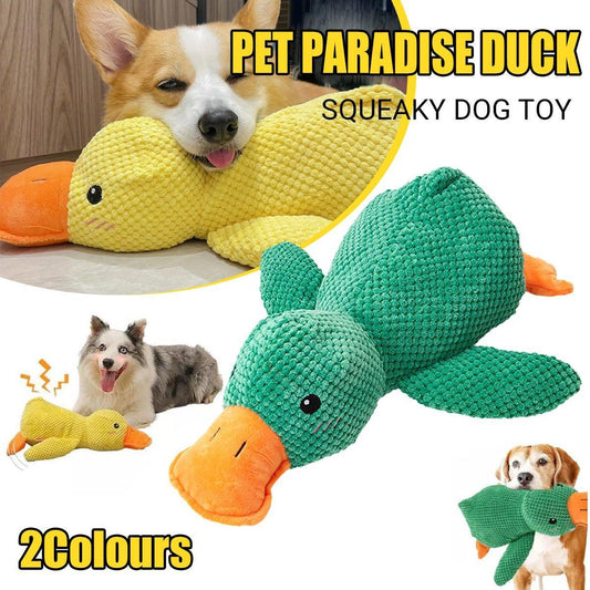 Plush Cartoon Duck Dog Toy Interactive Squeaky Pet Toy Durable Fun Chew Toy-0