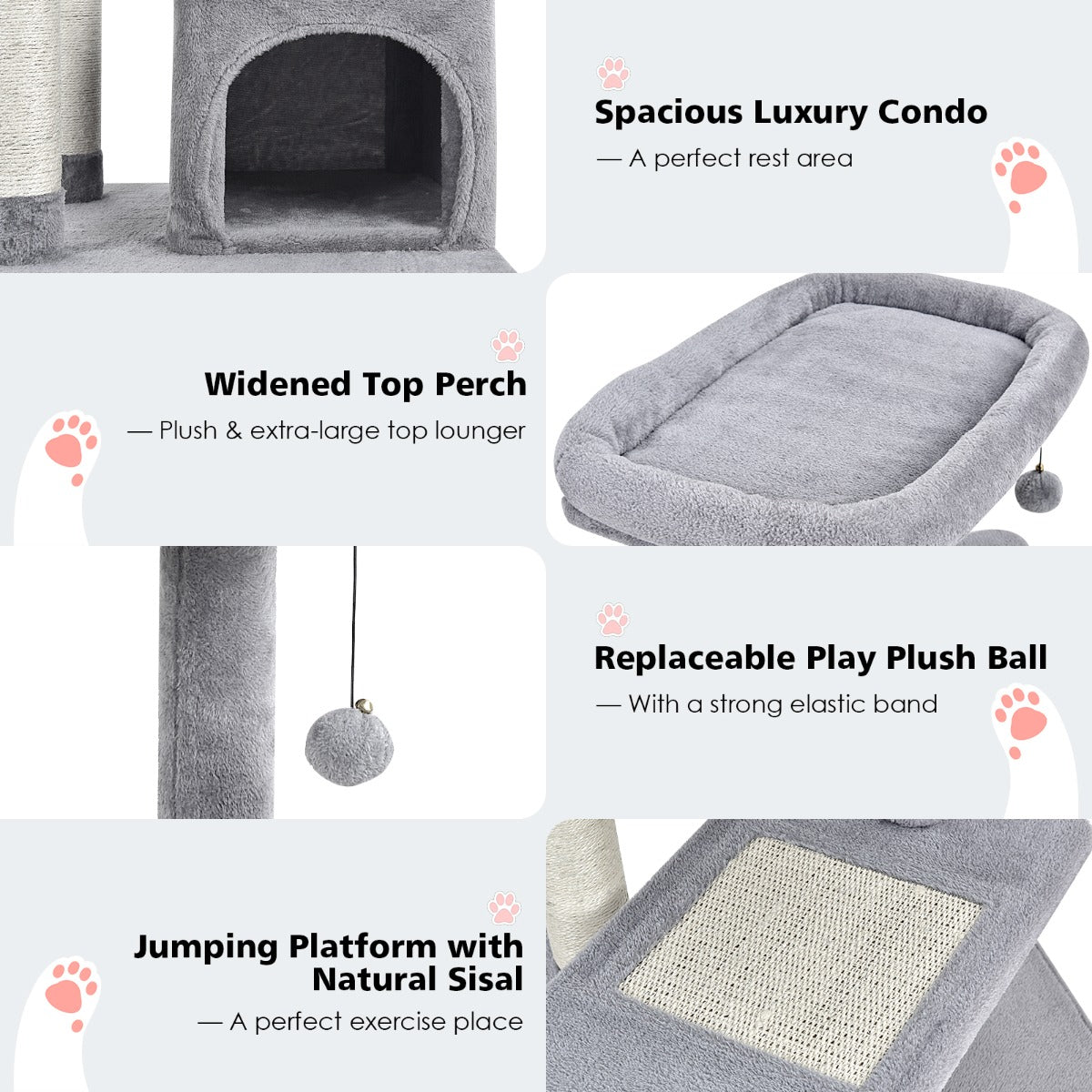 NNECW 4-Layer Cat Tree with Scratching Posts for pet-2