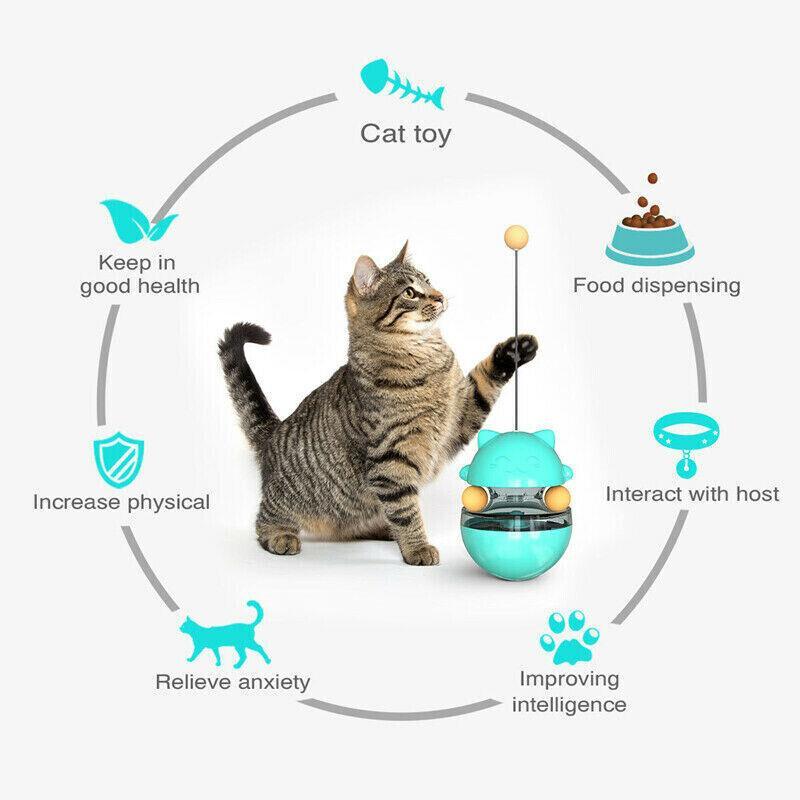 Cat Treat Dispenser Toy Ball Kitten Selfplay Interactive Tumbler Multifunction-2